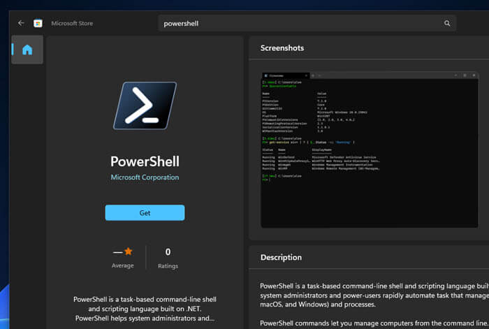 Microsoft Store Install Windows PowerShell 7