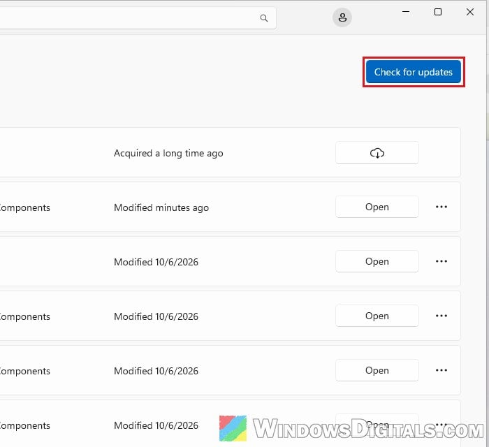 Microsoft Store Updates and downloads Check for updates Windows 11
