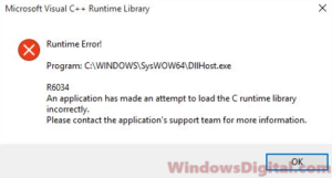 Microsoft Visual C++ Runtime Library Error Windows 10/11