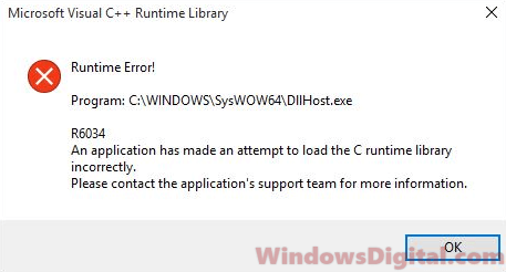 Microsoft Visual C++ Runtime Library Error