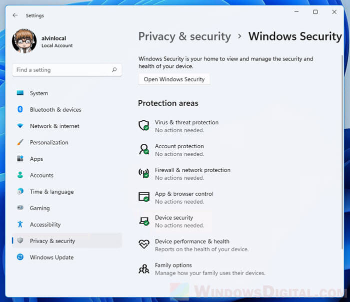 Microsoft Windows Defender in Windows 11