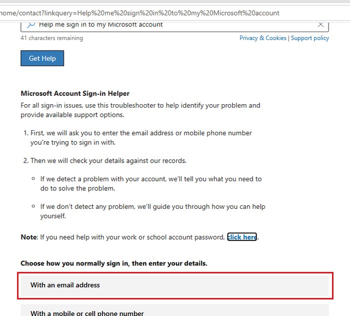 Microsoft account Sign-in Helper tool