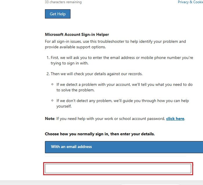 Microsoft account sign-in helper check account