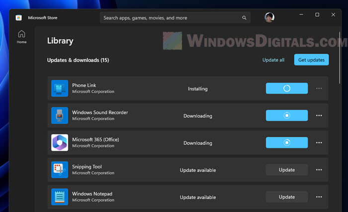 Microsoft store downloads and updates Windows 11 10