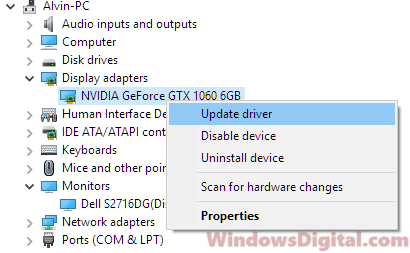 Update driver to fix Monitor no signal