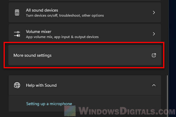 More Sound Settings