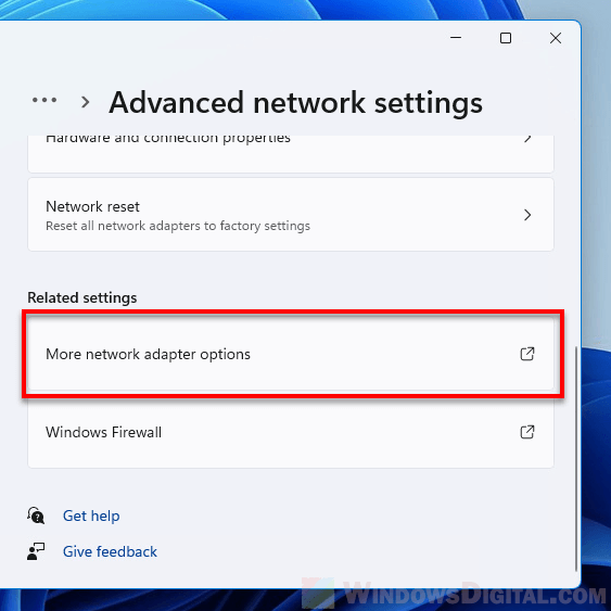 More network adapter options Windows 11