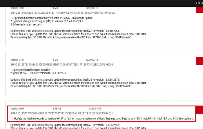 Motherboard BIOS update with Intel microcode 0x12F