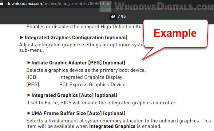 Motherboard manual about onboard graphics