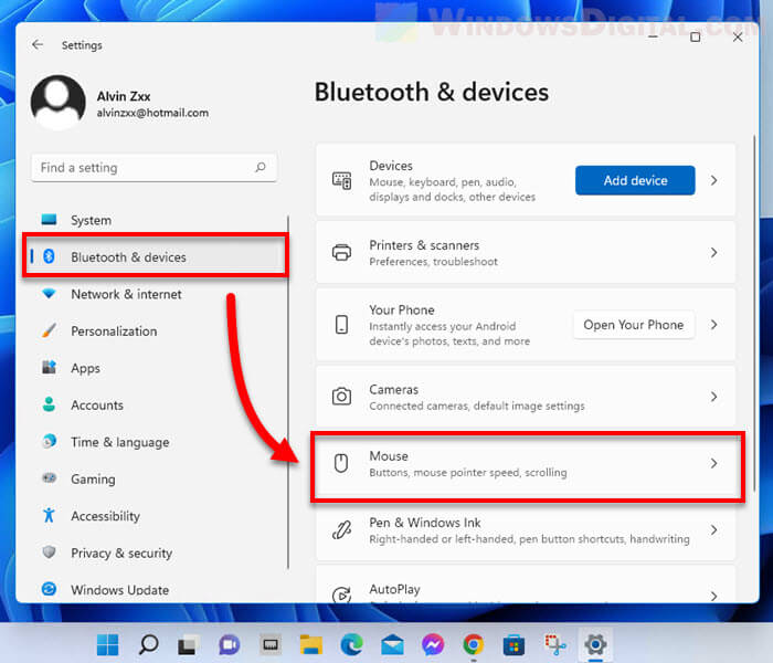 Mouse settings Windows 11