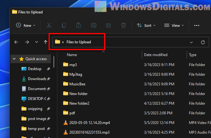 Move all files you need to upload to a single folder