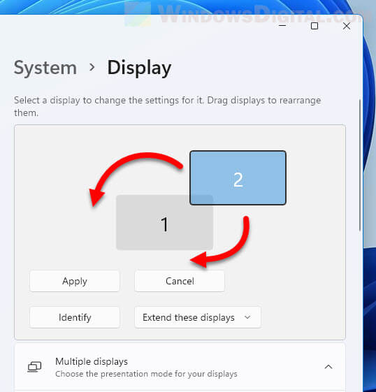 Move monitors Windows 11