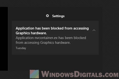 NVContainer.exe blocked from accessing graphics hardware