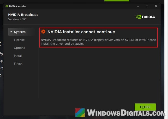 NVIDIA Broadcast requires NVIDIA display driver 572.61 or later
