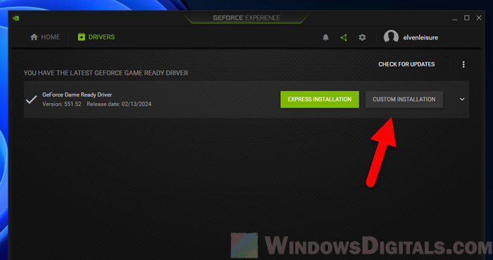 NVIDIA GeForce Experience Driver Custom Installation