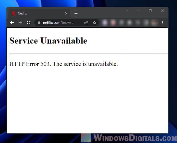 Netflix HTTP Error 503 Service Unavailable
