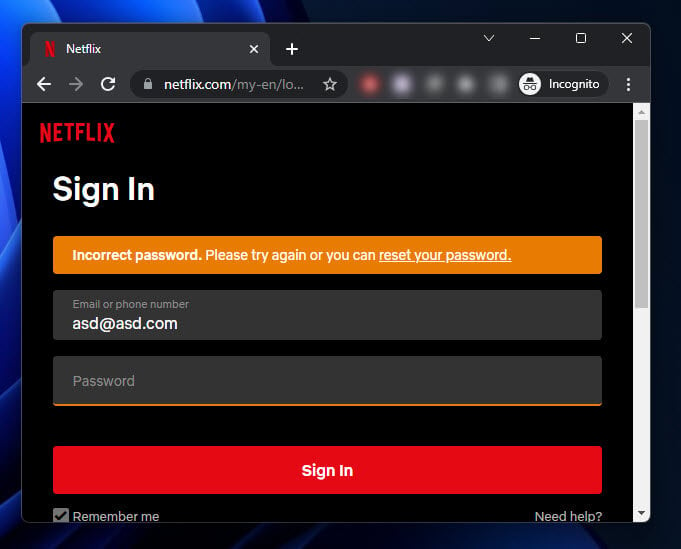 Netflix check login username and password