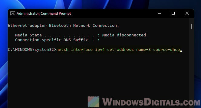 Netsh Interface IP Set address DHCP CMD