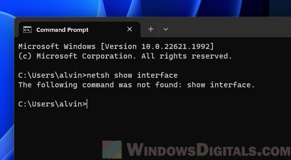 Netsh command was not found