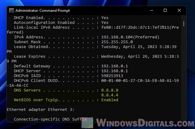 Netsh interface IP set DNS to Google