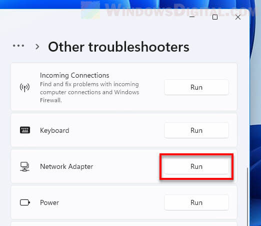 Network Adapter Troubleshooter Windows 11