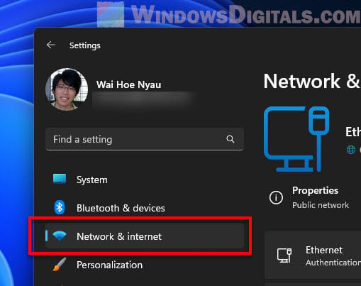 Network and Internet Windows 11