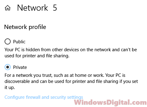 Network profile private