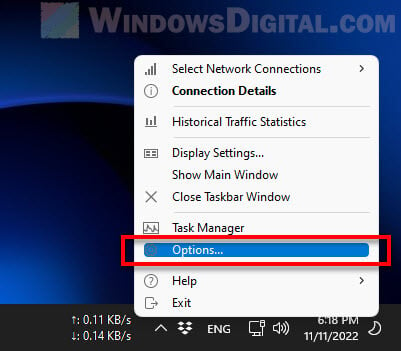 Network speed monitor Windows 11 taskbar