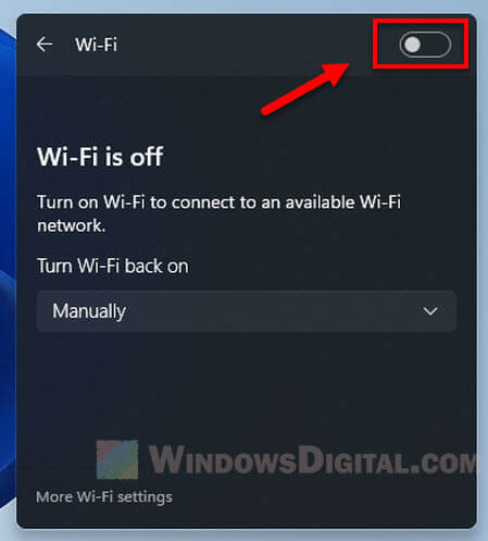 No Internet WiFi is Off Windows 11
