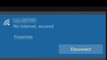 No internet Secured Windows 10