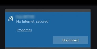 No Internet Secured WiFi Windows 11/10