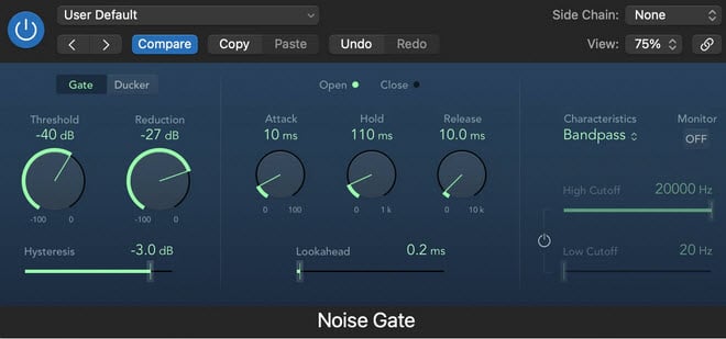 Noise gate to prevent mic from picking up keyboard noise