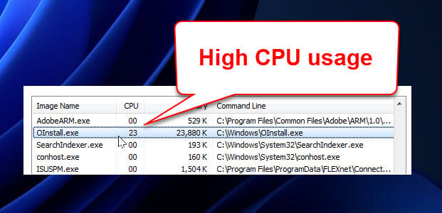 OInstall.exe virus high CPU memory usage