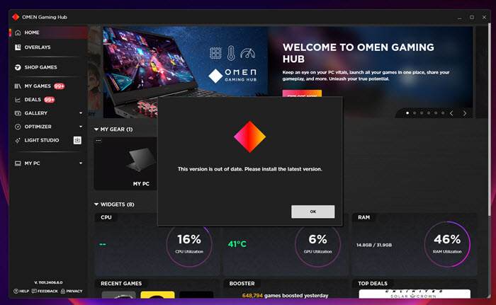 OMEN Gaming Hub Command Center update