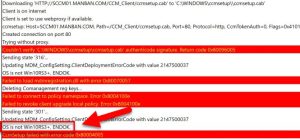 "CcmSetup failed with error code 0x80041010" in SCCM