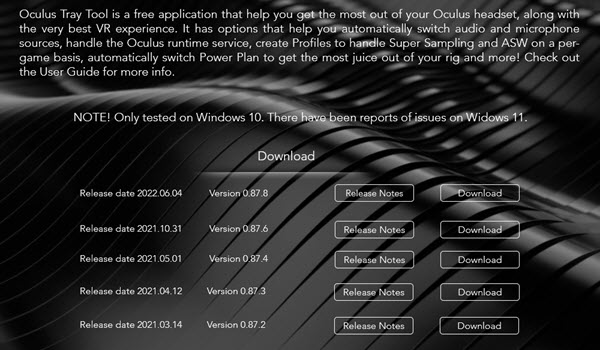 Oculus Tray Tool download