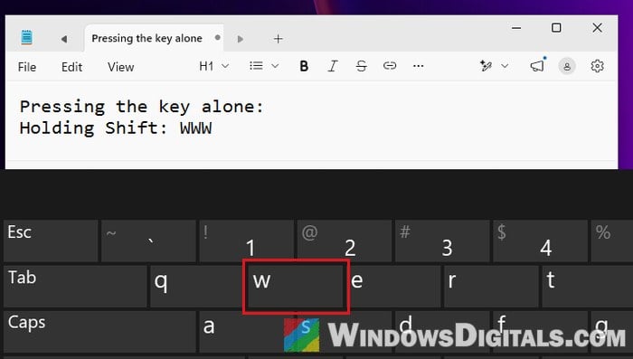 On-Screen Keyboard open over Notepad Windows 11