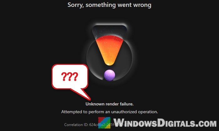 OneDrive "Unknown Render Failure" or "Attempted to Perform an Unauthorized Operation"