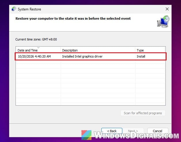 Only one restore point in System Restore Windows 11