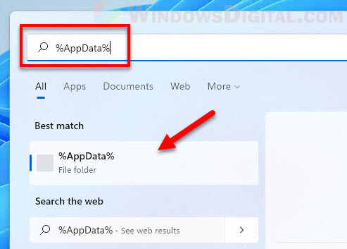 Open AppData Windows 11