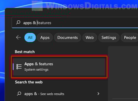 Open Apps and Features