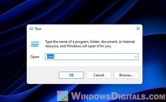 Open CMD via Run in Windows 11