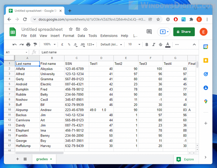 Open CSV file in Google Sheets