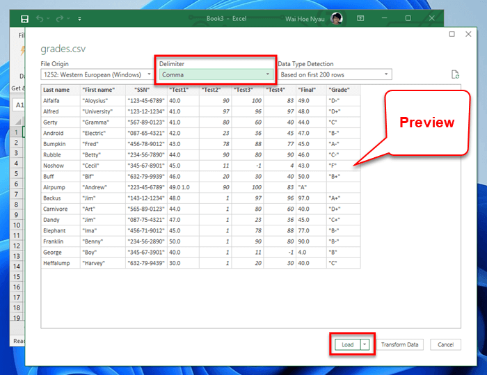 Open CSV file in Windows 11