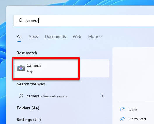 Open Camera App Windows 11