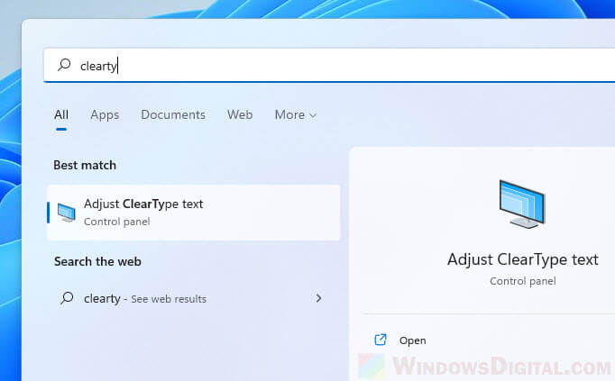 Open ClearType Windows 11