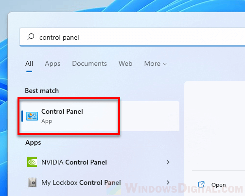 Open Control Panel in Windows 11