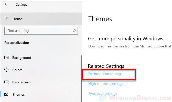 Open Desktop icon settings Windows 10
