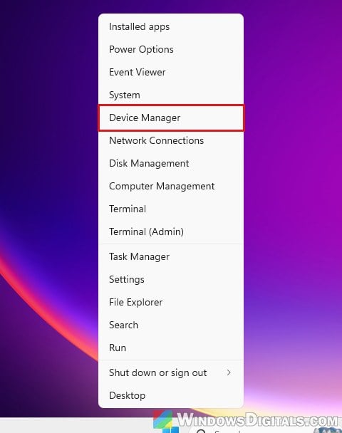 Open Device Manager via Win X