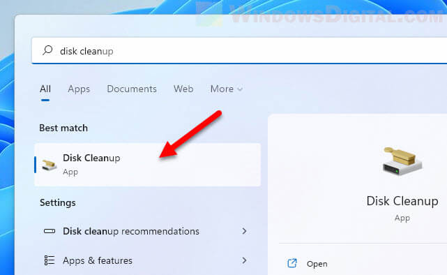Open Disk Cleanup Windows 11